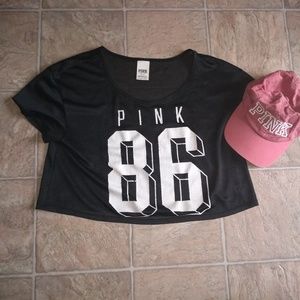 PINK cropped jersey top & baseball hat